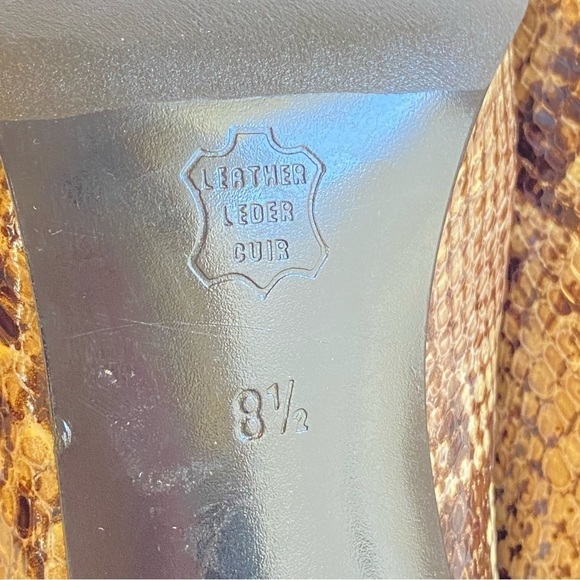 Charles Jourdan Paris Snakeskin Pumps Vintage Reptile Print Leather Heels 8.5 - Picture 9 of 11